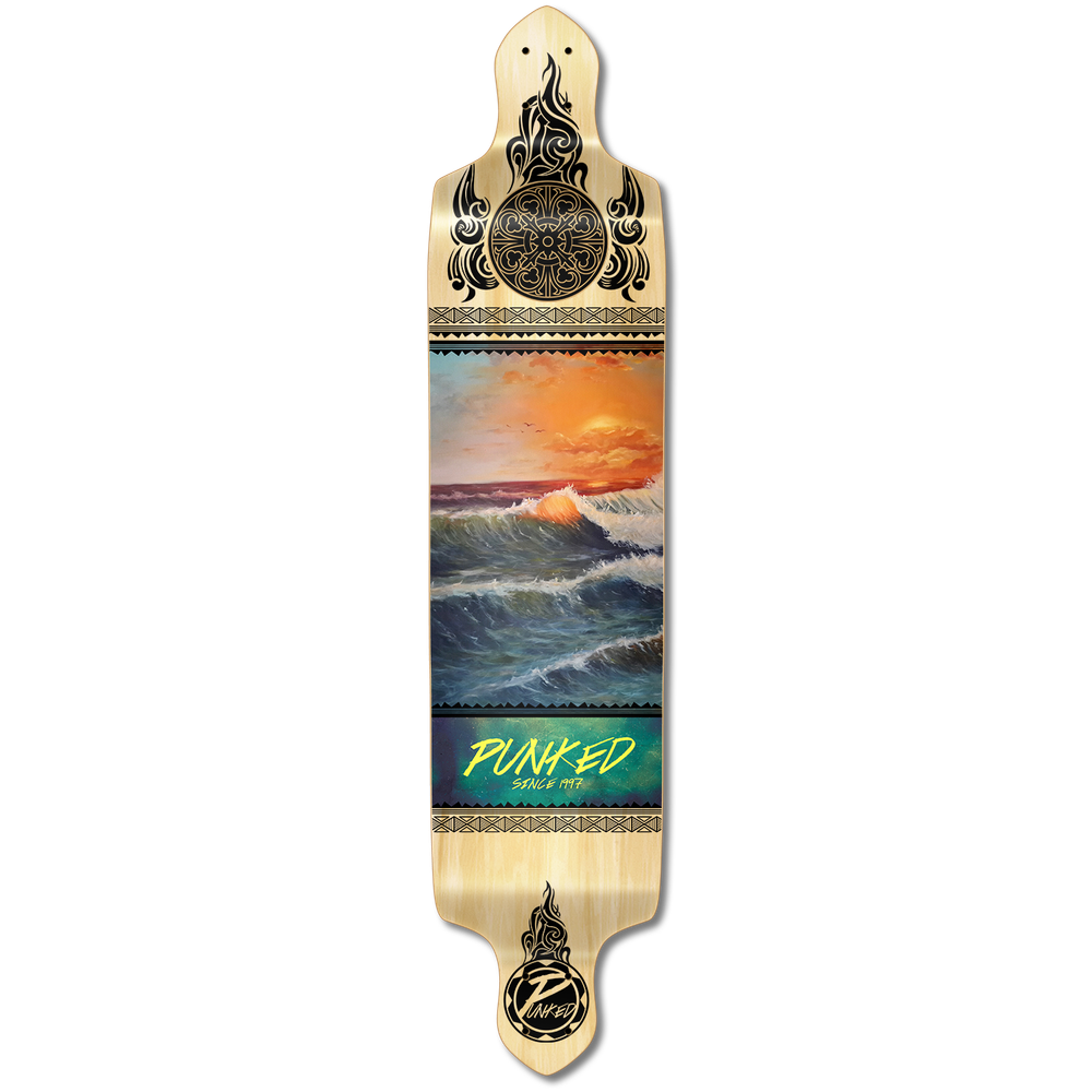 Yocaher Drop Down Longboard Deck - Wave Scene (DECK ONLY)