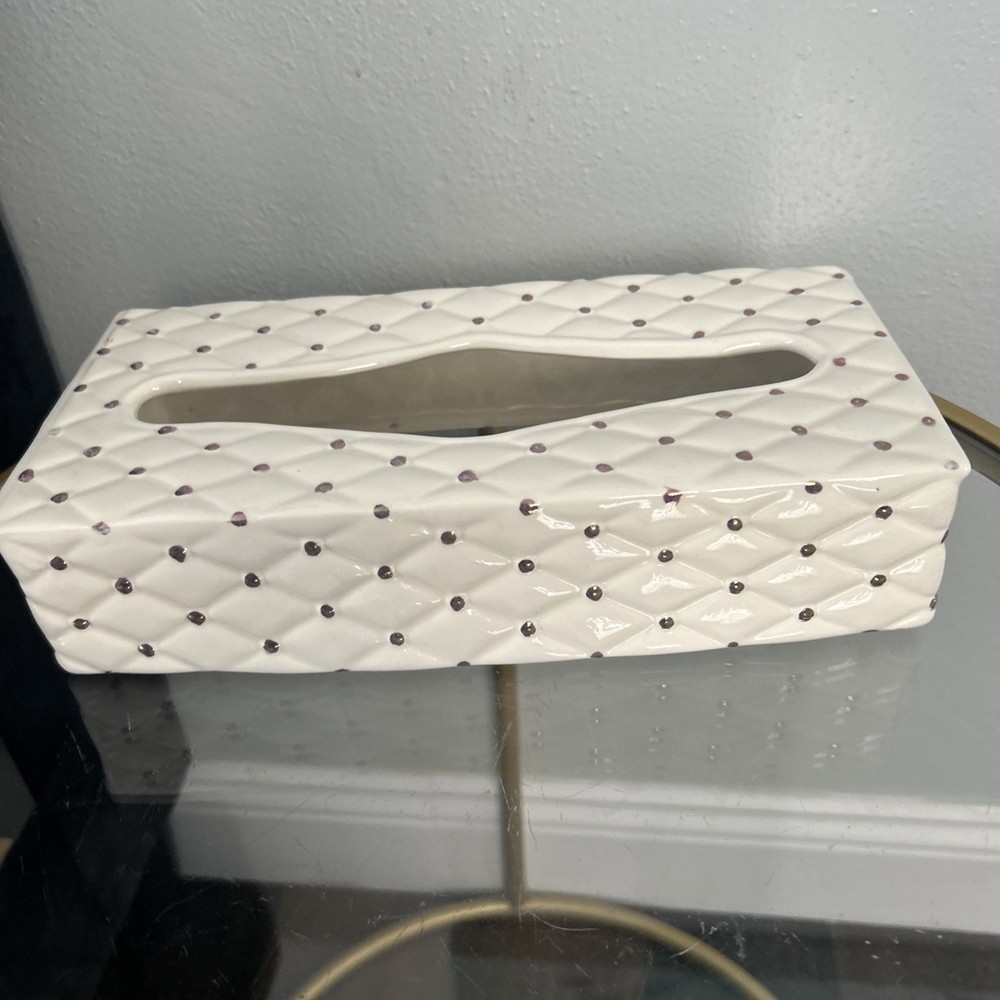 Quilited Ceramic Vanity Tissue Box Vintage