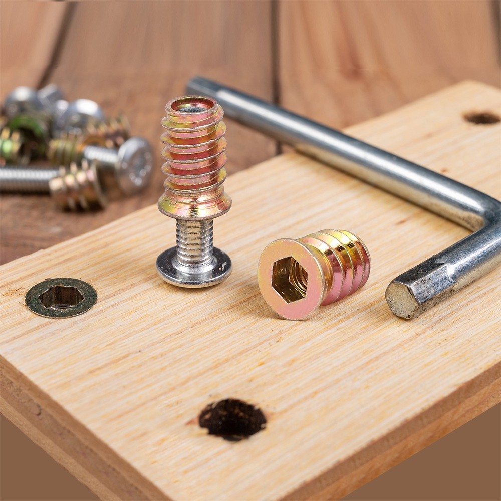 18Pcs Threaded Inserts Nuts, M10x25mm Hex Socket Drive Nut Inserts for Wood