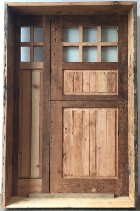 Rustic solid alder door Pre Hung one side lite 2 sets trim Glass U choose size