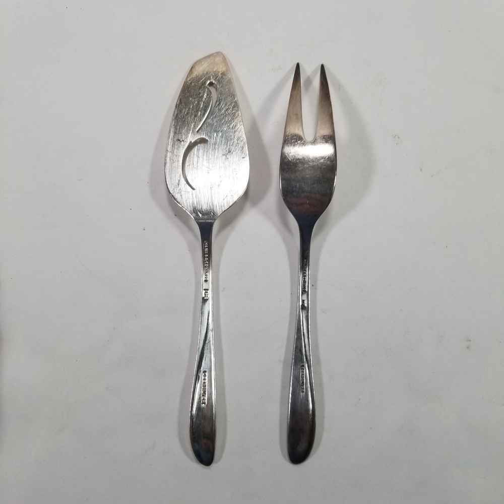 Pie Server & Fork Vintage HOLMES & EDWARDS Silverplate Deep Silver Pattern