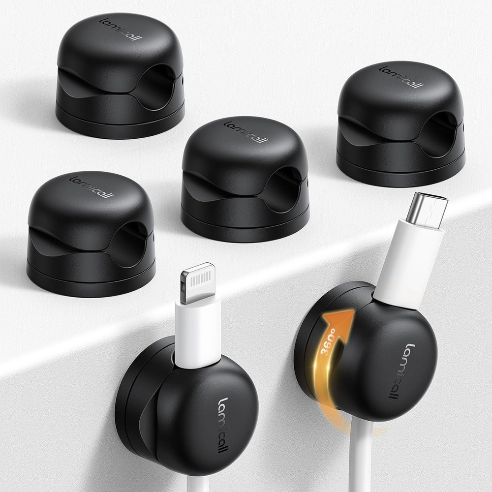 6Pack Rotatable Cord Organizer, Spring Cable Clips - [1s Lock] Cord Holder, D...