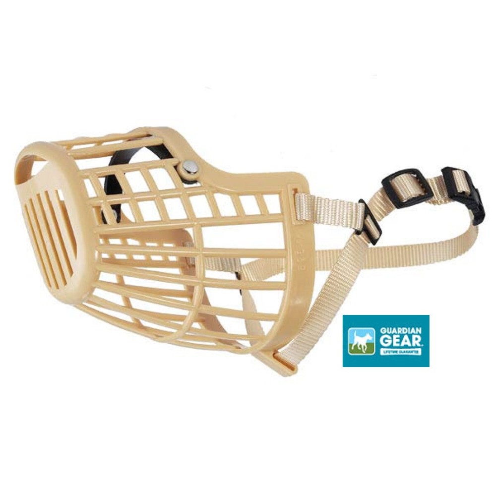 Guardian Gear LARGE DOG TAN BASKET MUZZLE Quick Fit/Release Adjustable Safety