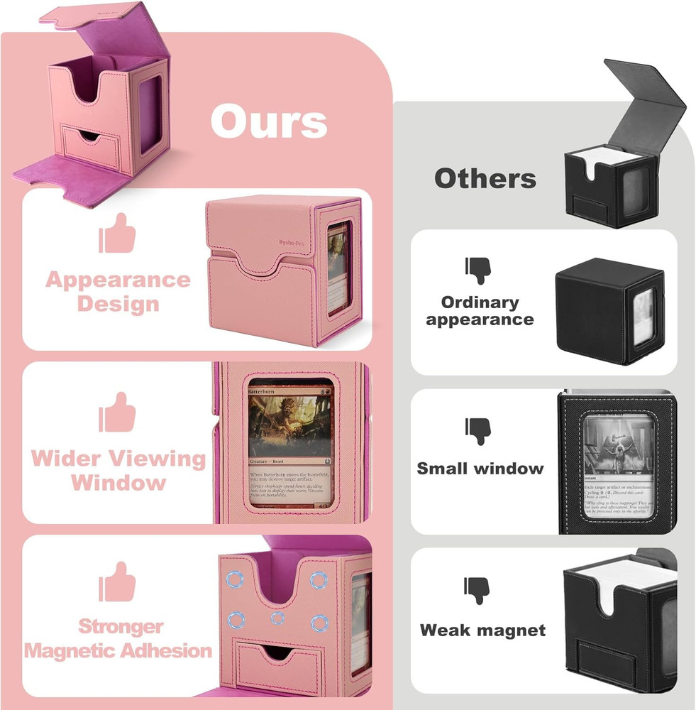 Card Deck Box for MTG with Display Window, Commander Deck Box Fits 100+ Double-S