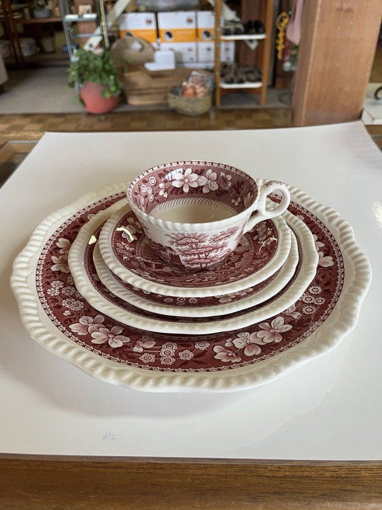 Spode Pink Tower  5-Piece Place Setting Bone China England