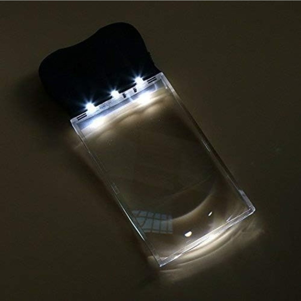 Whoamigo Pocket Rectangular Magnifying Glass 2X Handheld Magnifier with 3 Leds