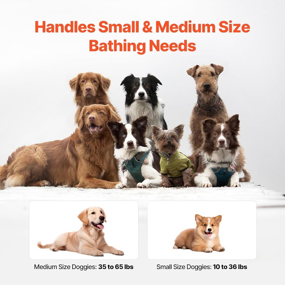 Foldable Pet Bath Tub for Small & Medium Dogs Cats Space-Saving Grey