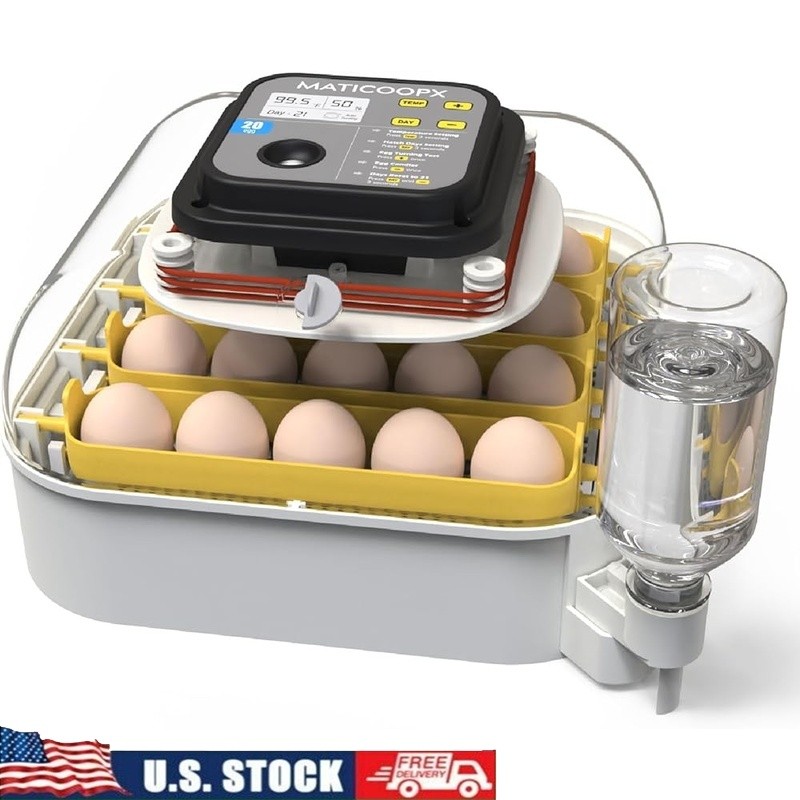 20 Egg Incubator with Humidity Display Egg Candler Automatic Egg Turner