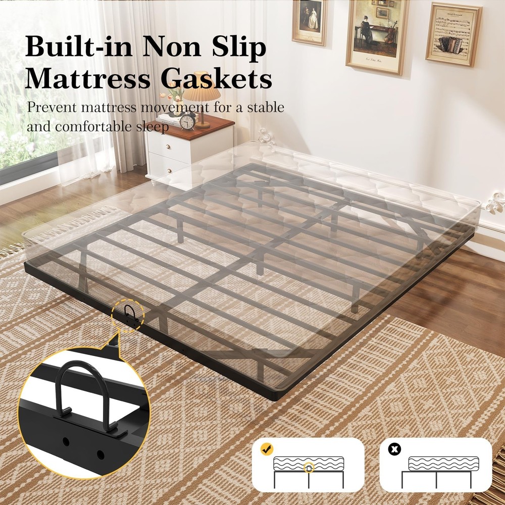 Floating Bed Frame Queen Size, Queen Bed Frame with Smart LED Lights, Heavy D...