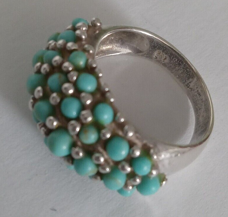 Sterling silver & Turquoise Cluster Dome ring sz. 8
