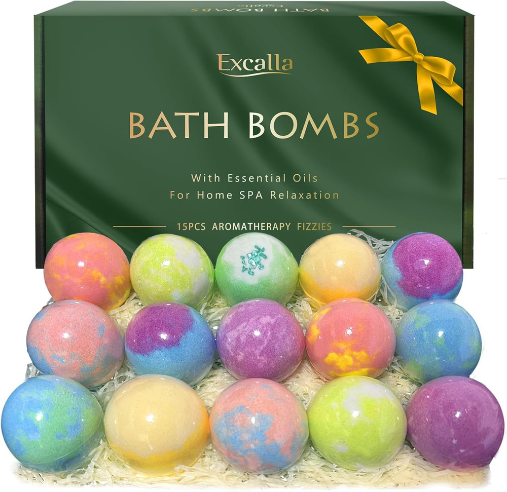 Handmade Bath Bombs Gift Set, 15 Pcs for Relaxing Spa Experience