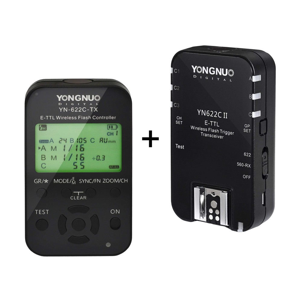 YN622C-KIT Wireless -TTL Flash Trigger Kit, with Screen for Canon, Including ...