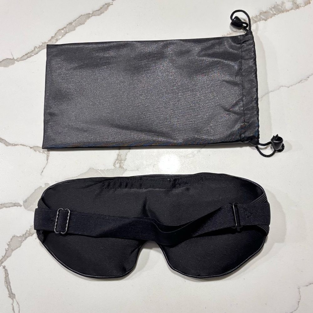 Weighted Black Sleep Mask with Removable Pouch Adjustable Straps Carry Case