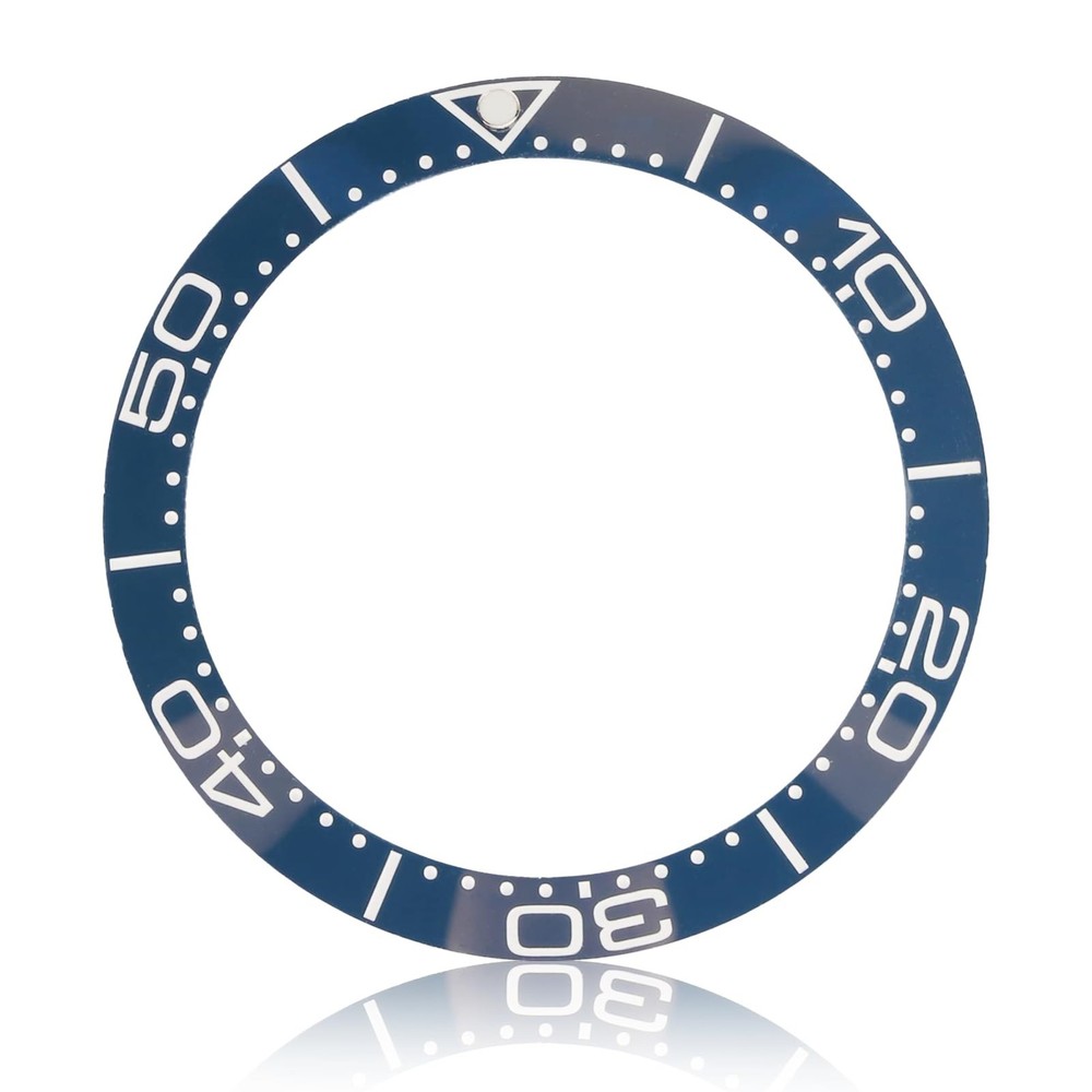 38mm Ceramic Watch Bezel Insert Replacement - White Character Blue Back, Watchma