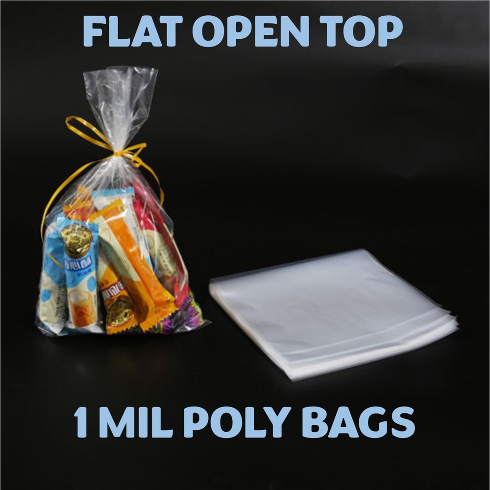21x24" Clear Poly Bags Lay-Flat Open Top End 1-Mil Case LDPE Plastic Packaging