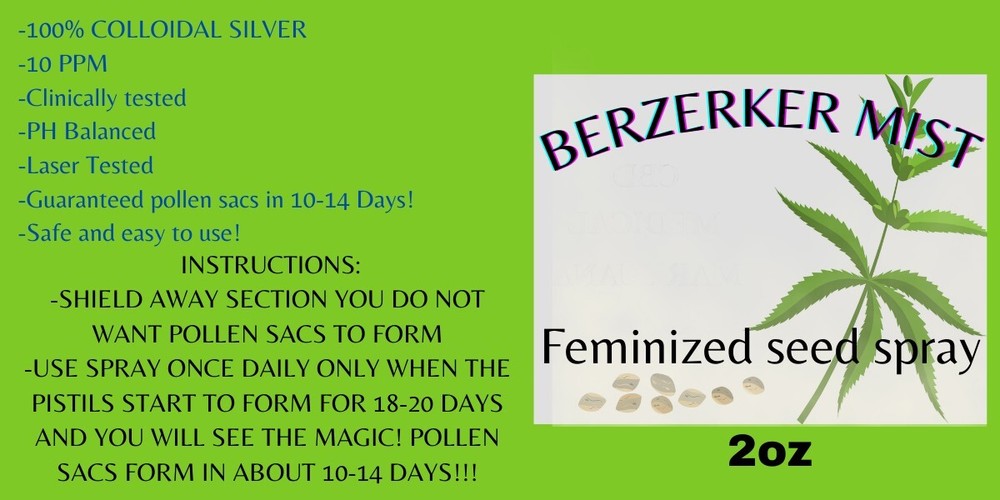 100% colloidal silver, feminized seed spray, 2oz amber spray bottle