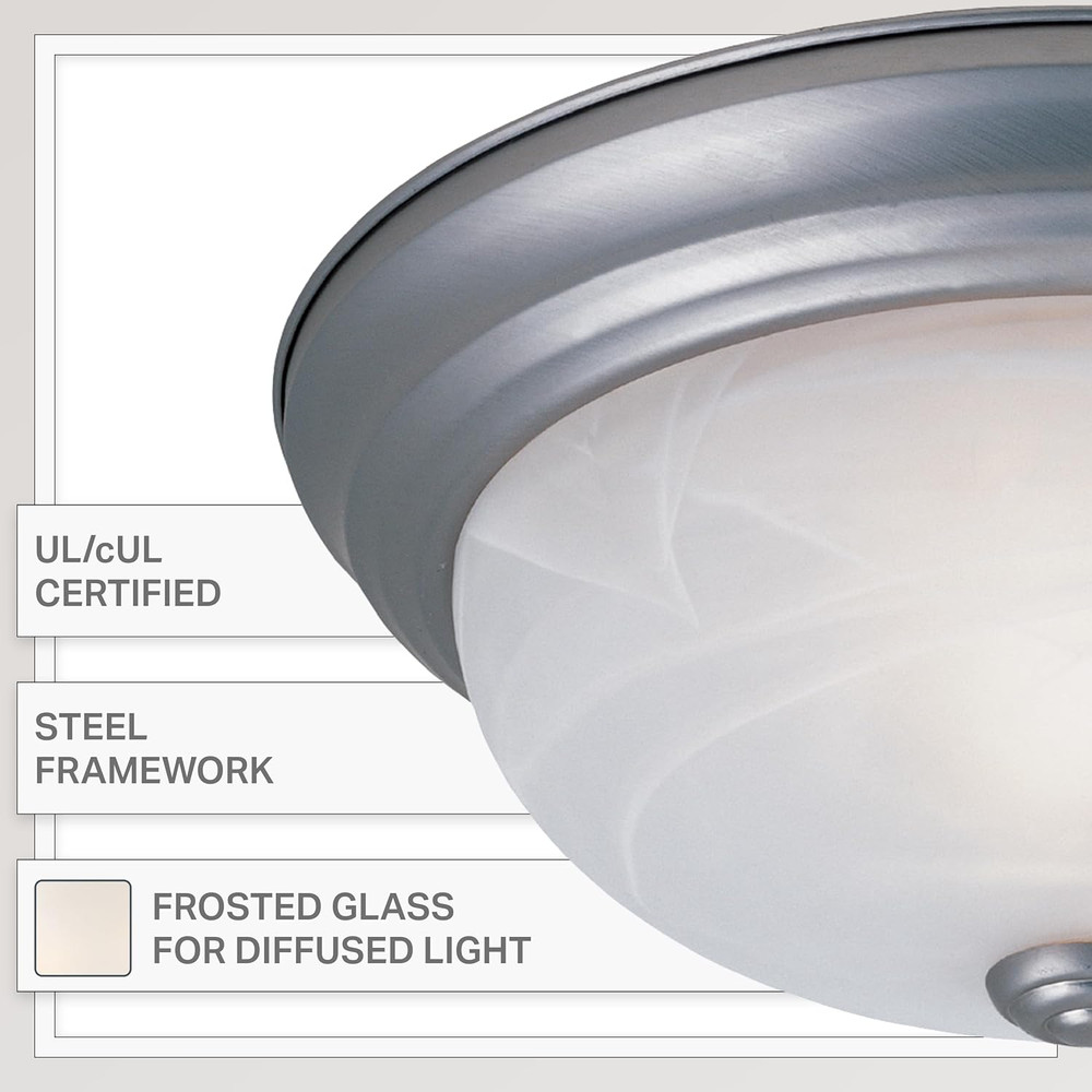 2-Light Flush Mount Ceiling Light, 11 Inch Lighting Fixture for Kitchen, Bedr...