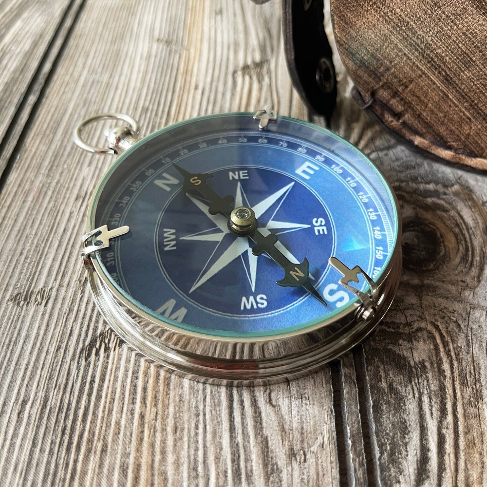 Handcrafted 1917 Replica Marine Directional Compass with Leather Case