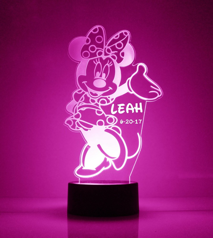 Minnie Mouse Personalized FREE LED Night Light Lamp with Remote Control Light