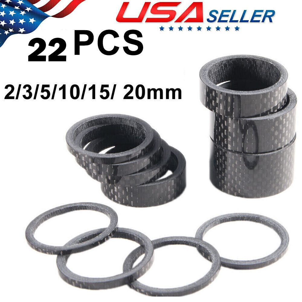22/2Set Carbon Fiber Headset Spacers Fork Stem Washer 1-1/8" Threadless Part US