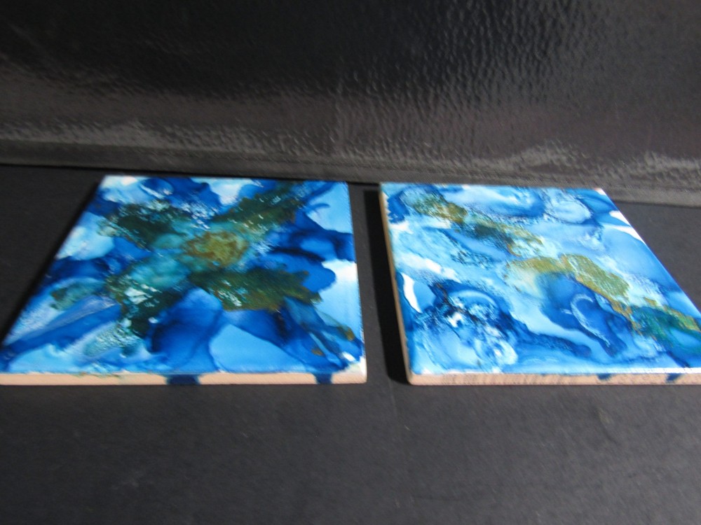2 Abstract Art Decorative Tile 4 Inch Square Craft Project Material