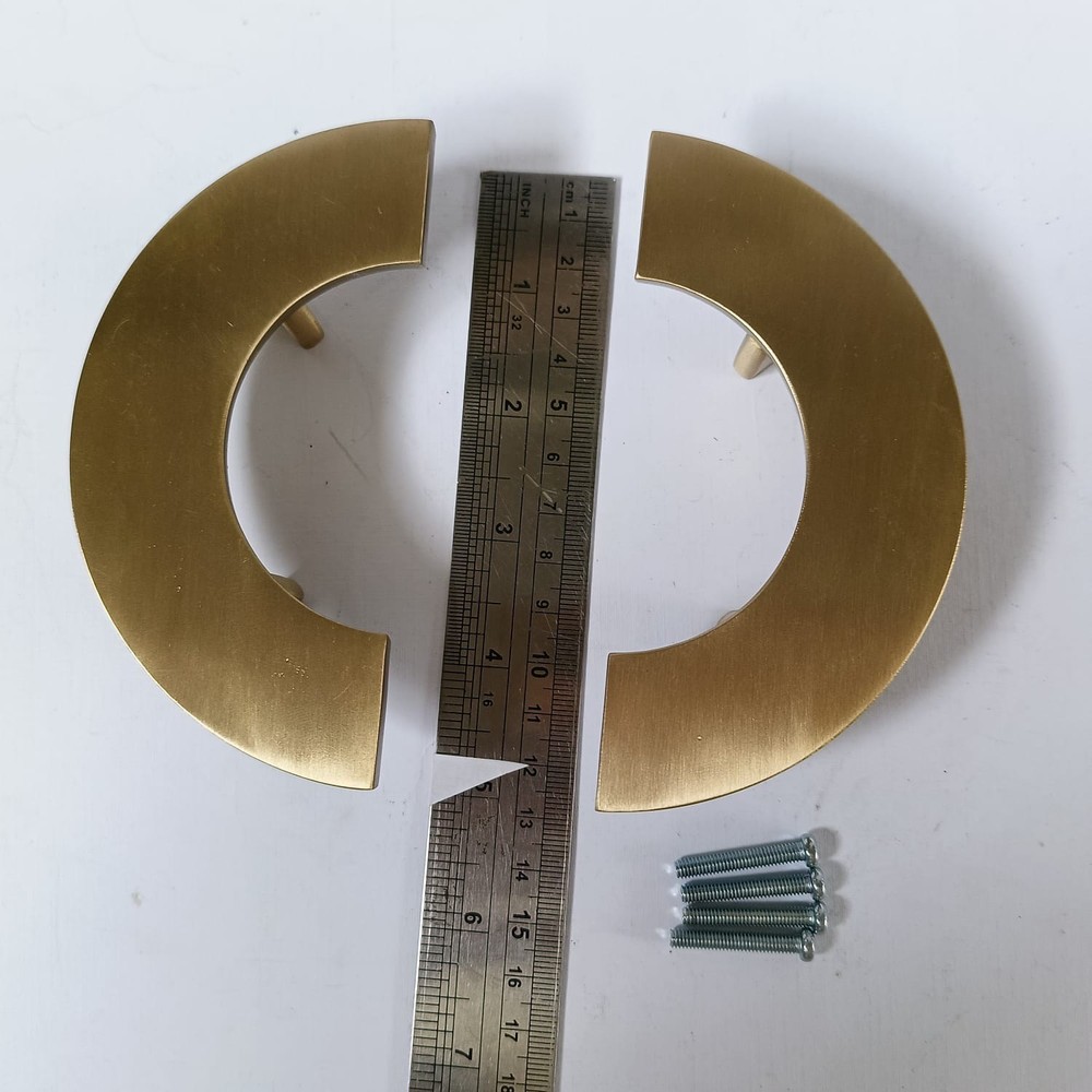 2x Solid Brass D Pull Handles 6" (15cm) Half Circle Vintage Kitchen Cabinet Draw