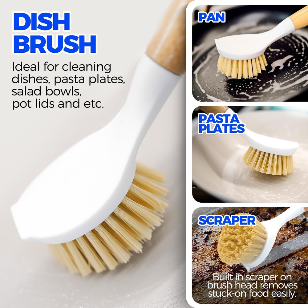 6 Pack Versatile Kitchen Cleaning Brushes for Dishes, Bottles, and Veggies