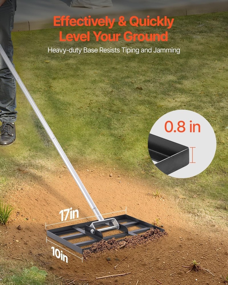 Comfortable Garden Leveling Rake for Lawn & Golf Course - 5 Height Adjustable