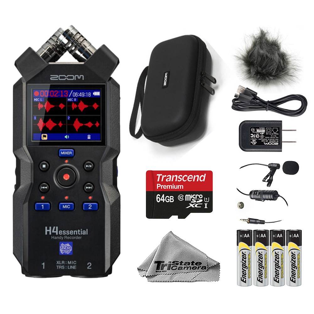Zoom H4essential Recorder w/ ZH4E Accessory Pack + 64GB - Essential Kit