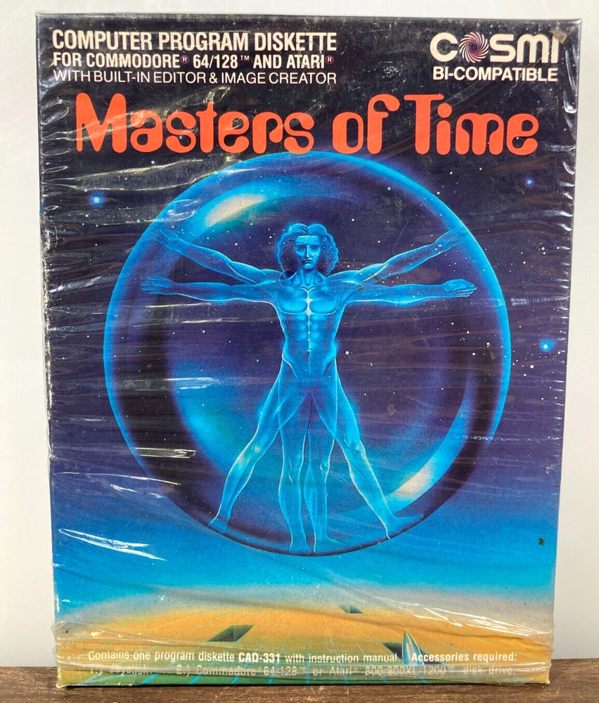 MASTERS OF TIME By Cosmi BOX & MANUAL ONLY Atari Commodore 64/128 Computer Game