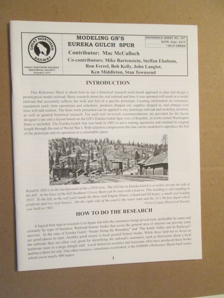 Great Northern Goat Reference Sheet 397 Modeling Eureka Gulch Spur