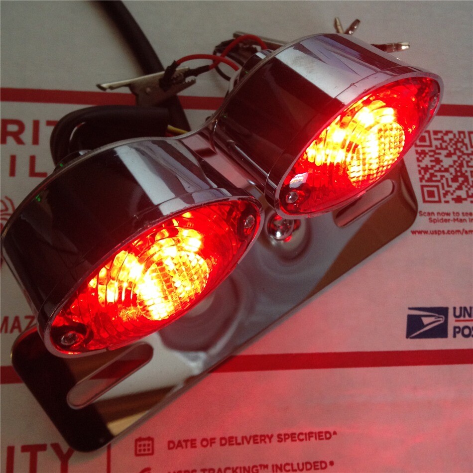 Motorcycle Rear Brake Stop Light License Plate Bracket LED Custom Tail Light