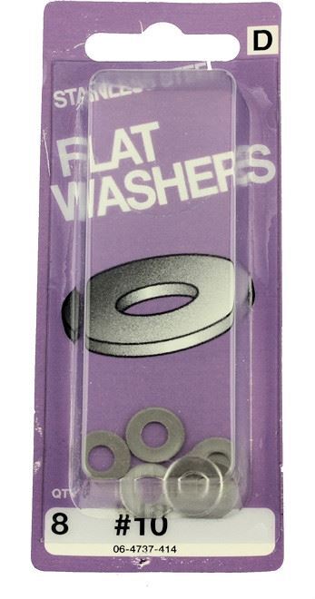 #10 Stainless Steel Flat Washers - 8 Pack