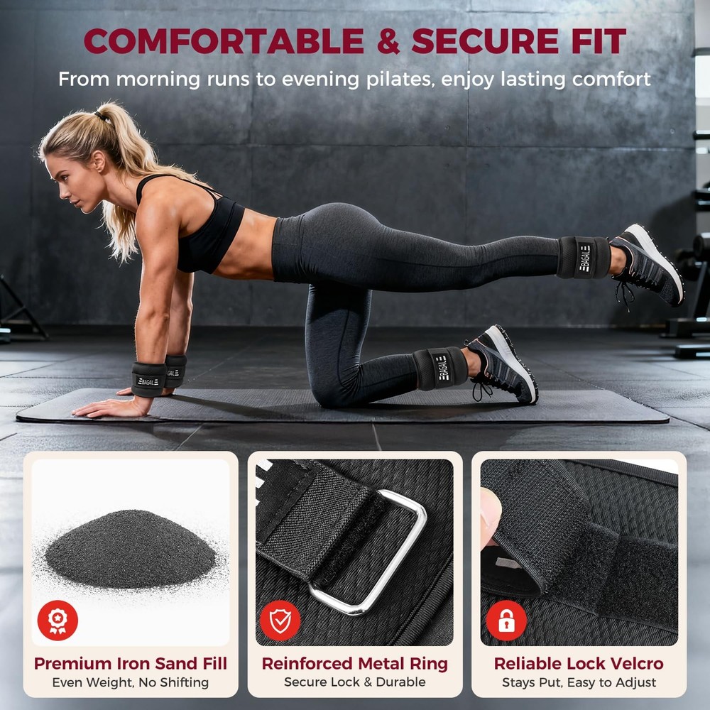 BAGAIL 2lb Ankle Wrist Weights Pair Black