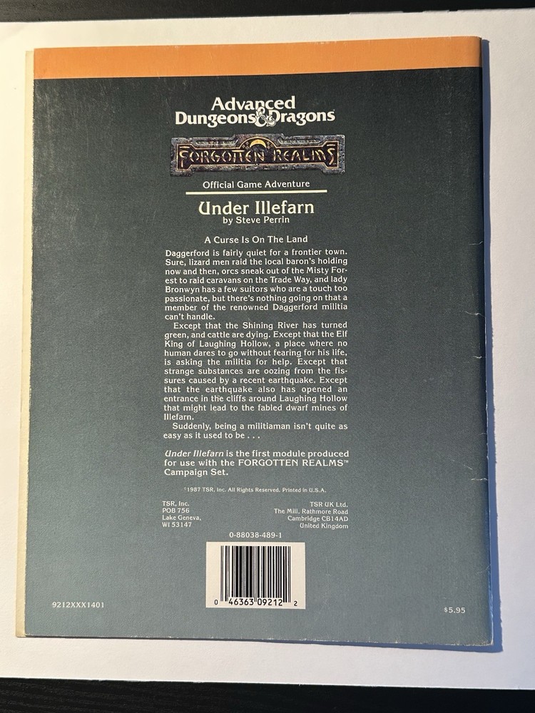 Advanced Dungeons and Dragons Under Illefarn 1987 Original Module N5 9212