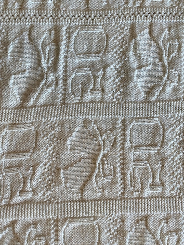 Knit Throw White 58" x 52" Soft Nice No Wear