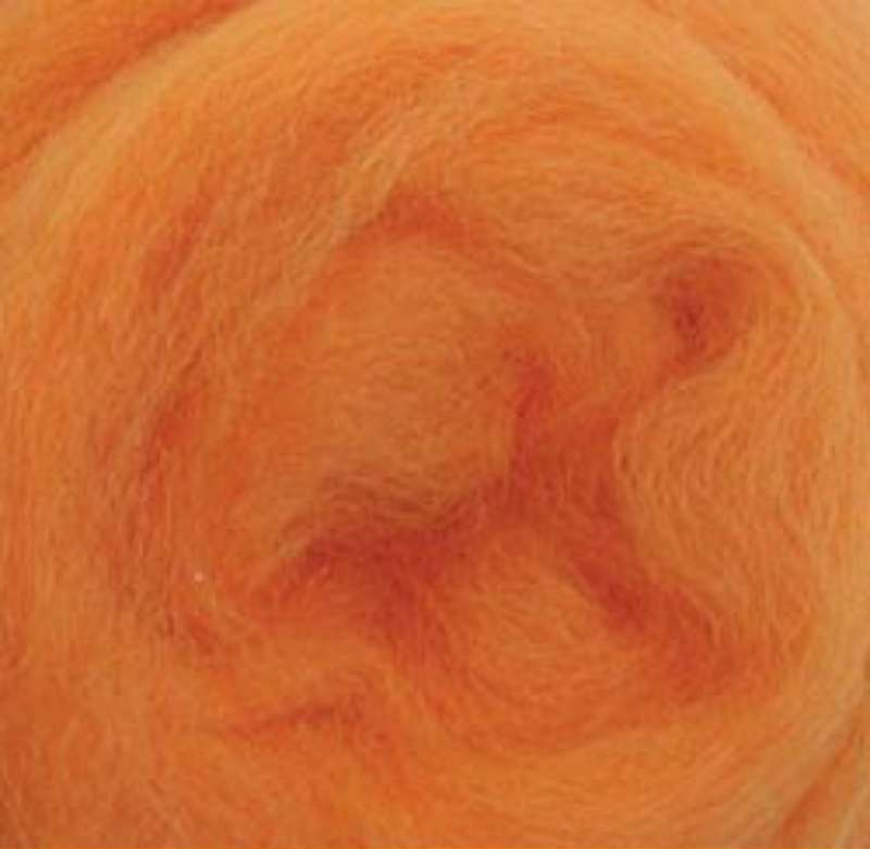 Wool Roving 12" .22oz Tangerine