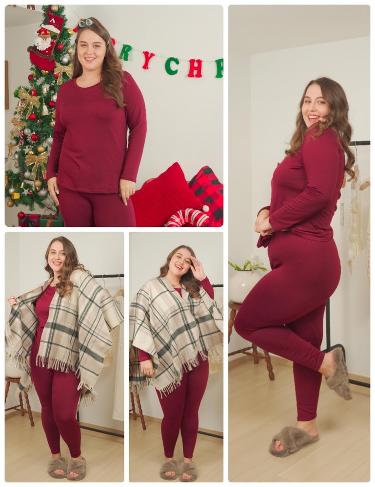Women’s Plus Size Thermal Long Johns Sets Fleece Lined Base Layer Cold Weathe...