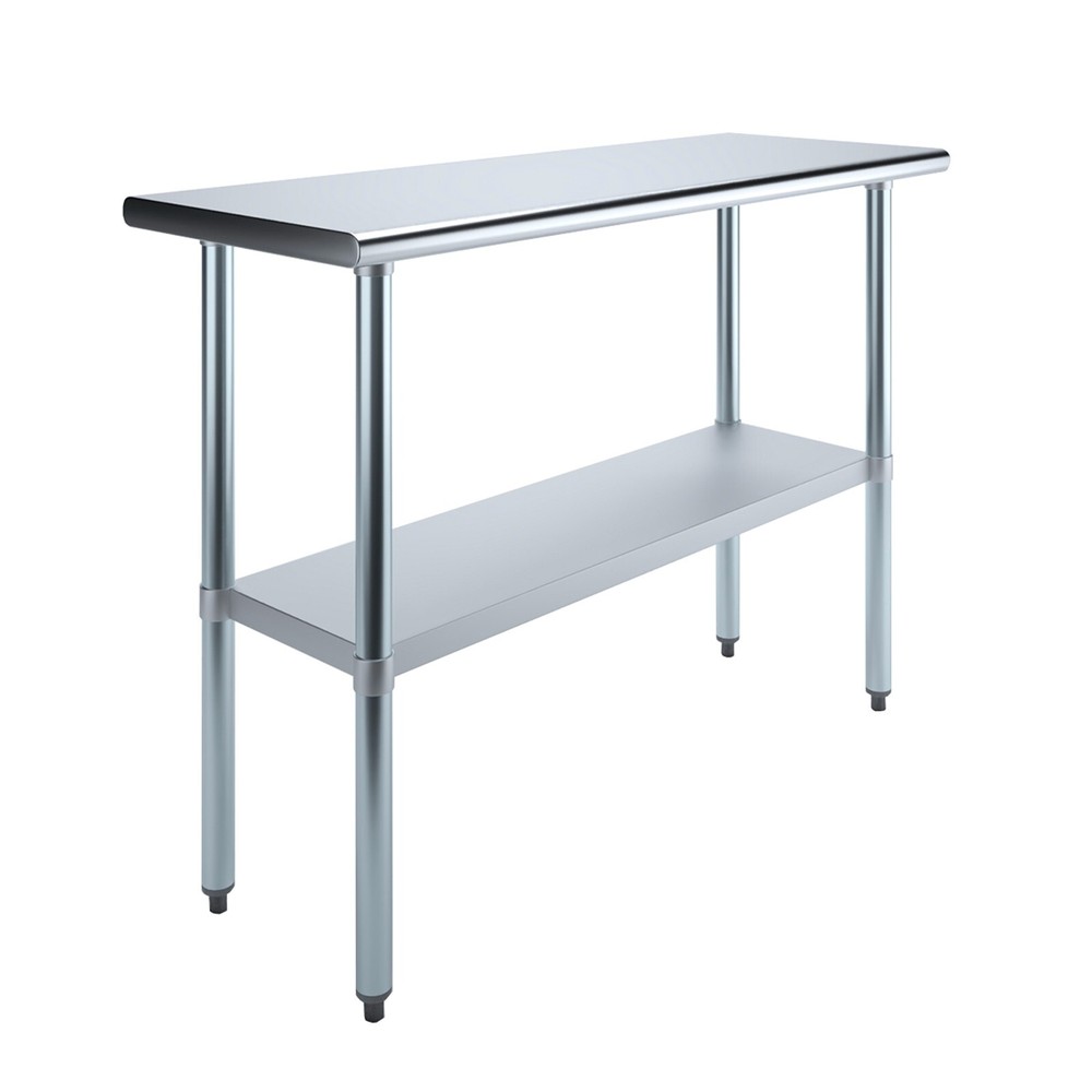 18" X 48" Stainless Steel Work Table With Galvanized Undershelf
