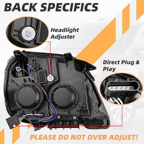 Headlight Assembly Compatible with GMC Terrain 2010 2011 2012 Pair with Bulbs