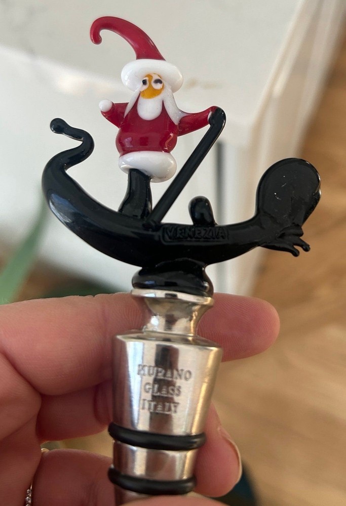 Murano glass santa wine stopped