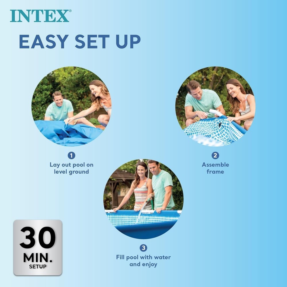 Intex 8.5ft Rectangular Above Ground Swimming Pool Frame Set Ages 6+