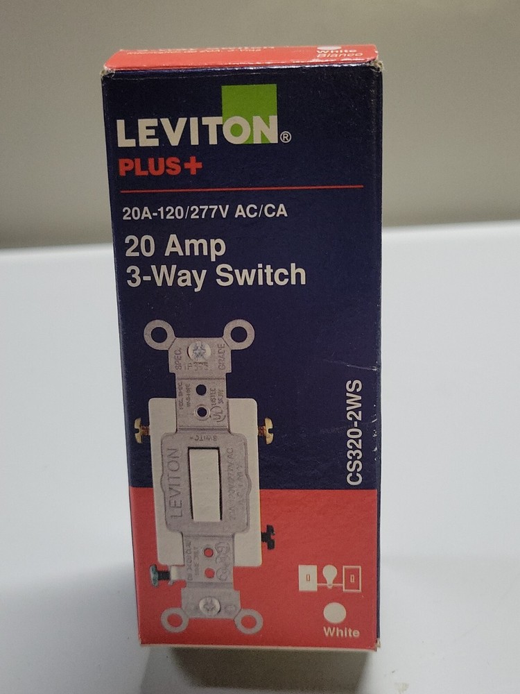 Leviton White 3-Way COMMERCIAL Grade Toggle Wall Light Switch 20A Bulk CS320-2WS