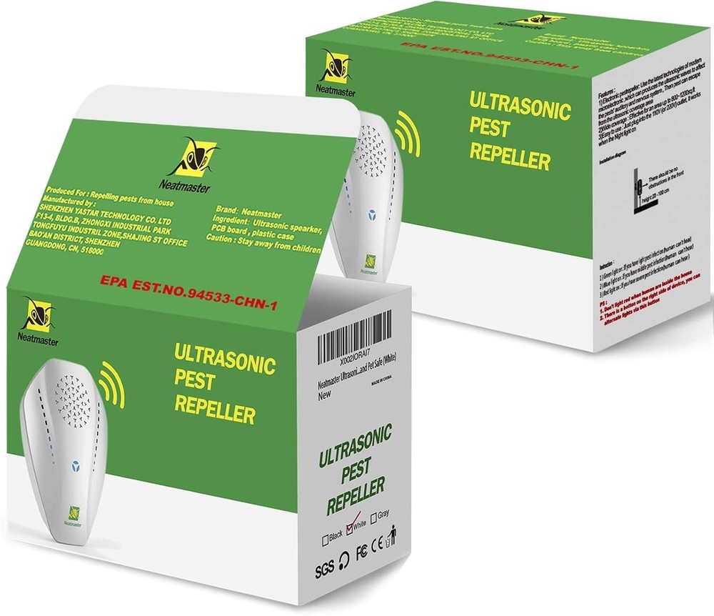 Ultrasonic Pest Repeller, White, Modern, Compact