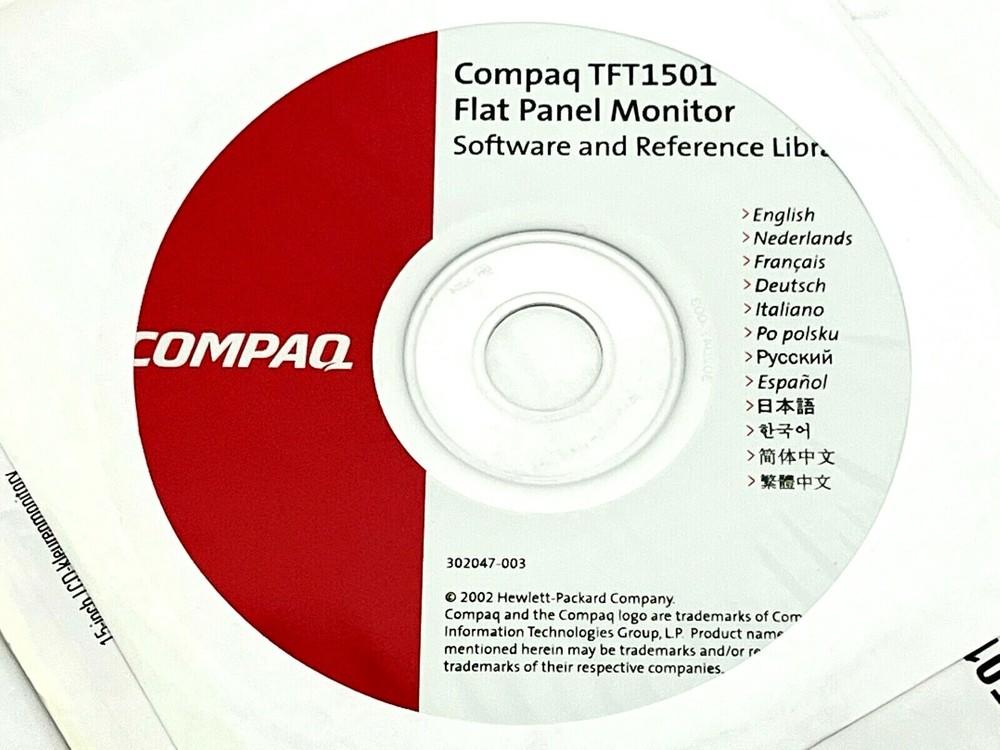 Compaq TFT1501 Flat Panel Monitor Software and Reference Library