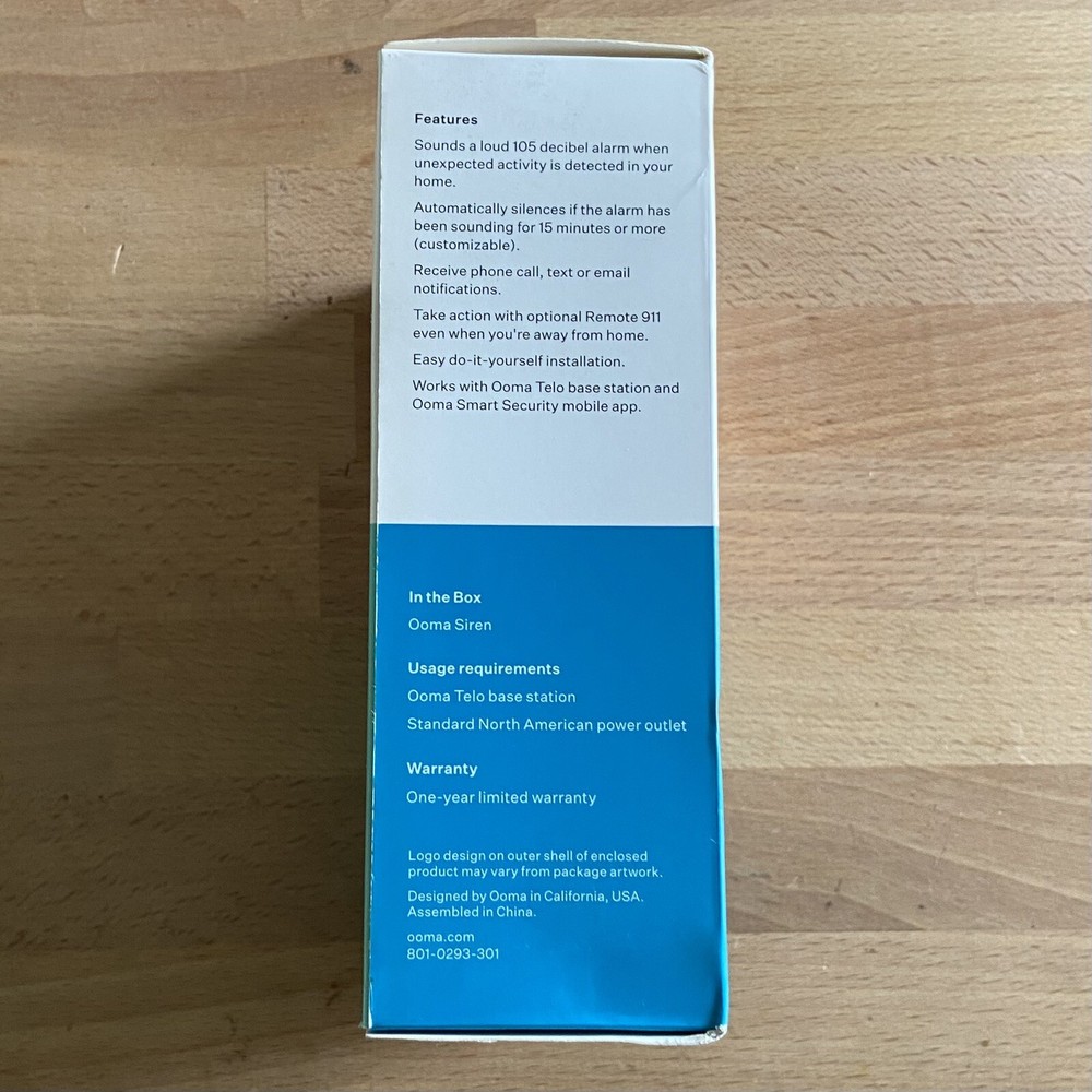 Ooma Smart Security Siren - Works with Smart Home Security - New