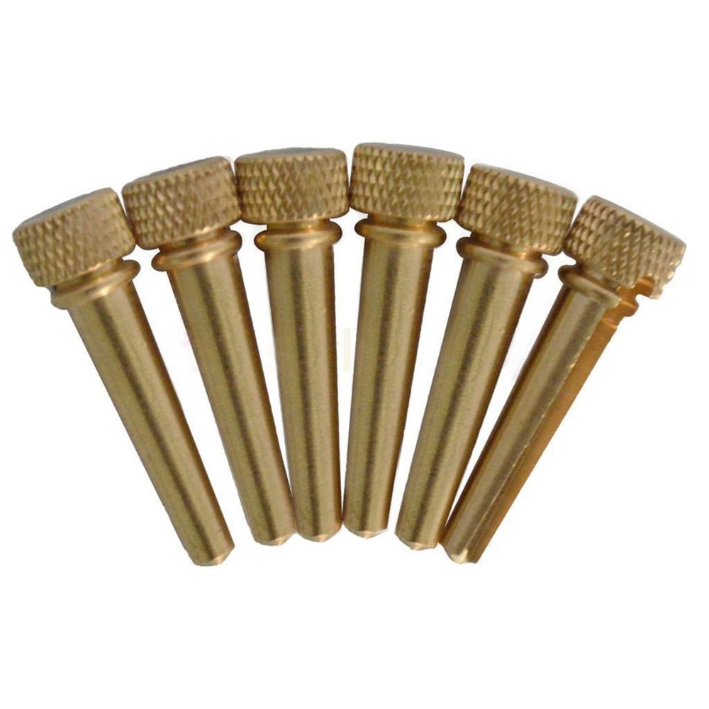 6pcs Guitar String Nails Solid Brass Bridge Pins Abalone Dot Inlay Acoustic