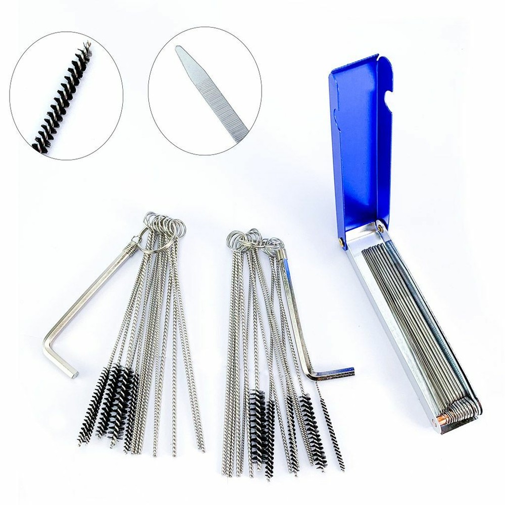 45pcs Carburetor Carb ATV Motorcycle Small Engine Cleaning Brushes Wire Tool Kit