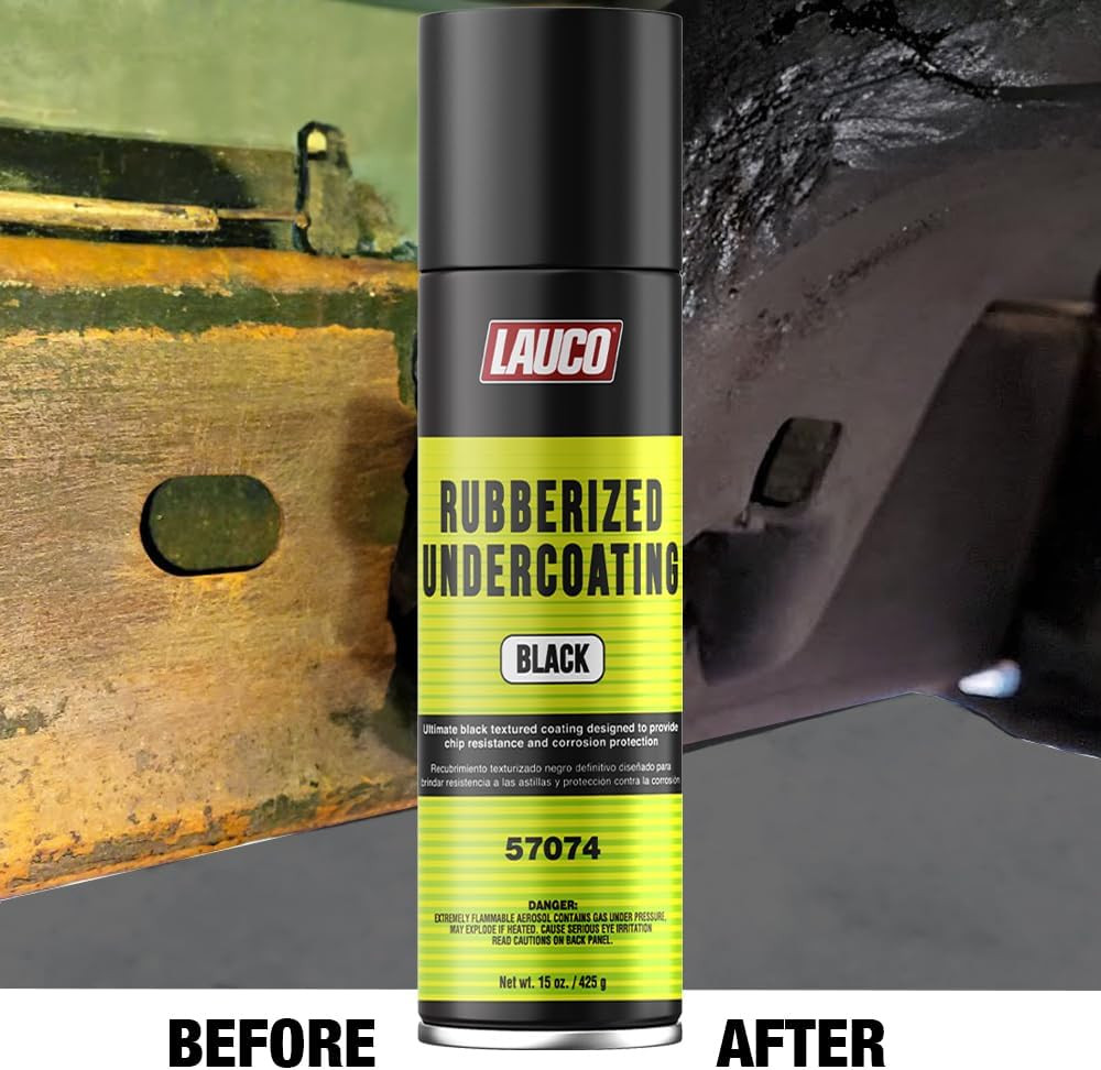 LAUCO Rubberized Undercoating Black Aerosol Spray – 15 Oz Can, Protective Coatin