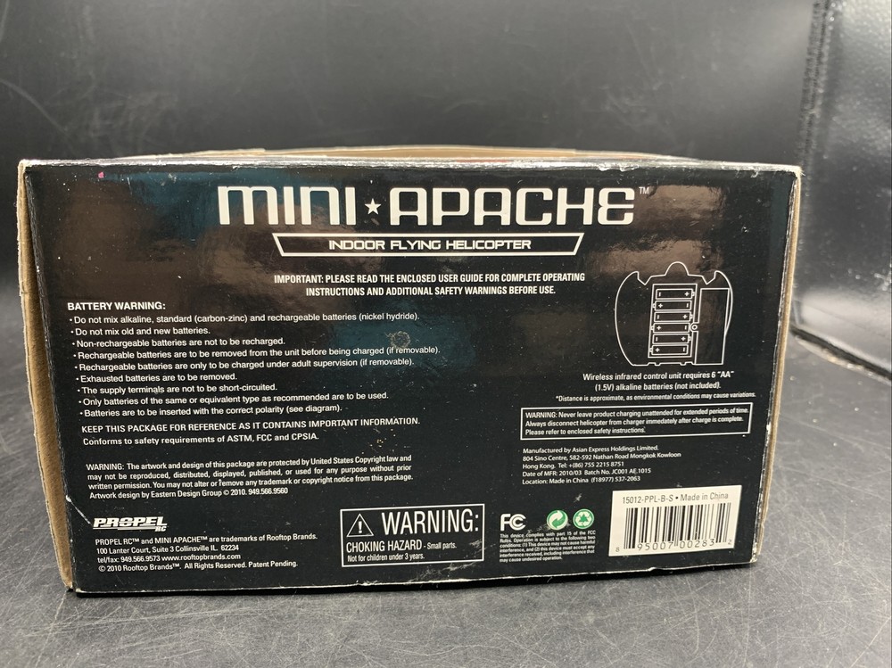 MINI APACHE Indoor Flying Helicopter NEW IN BOX Gray